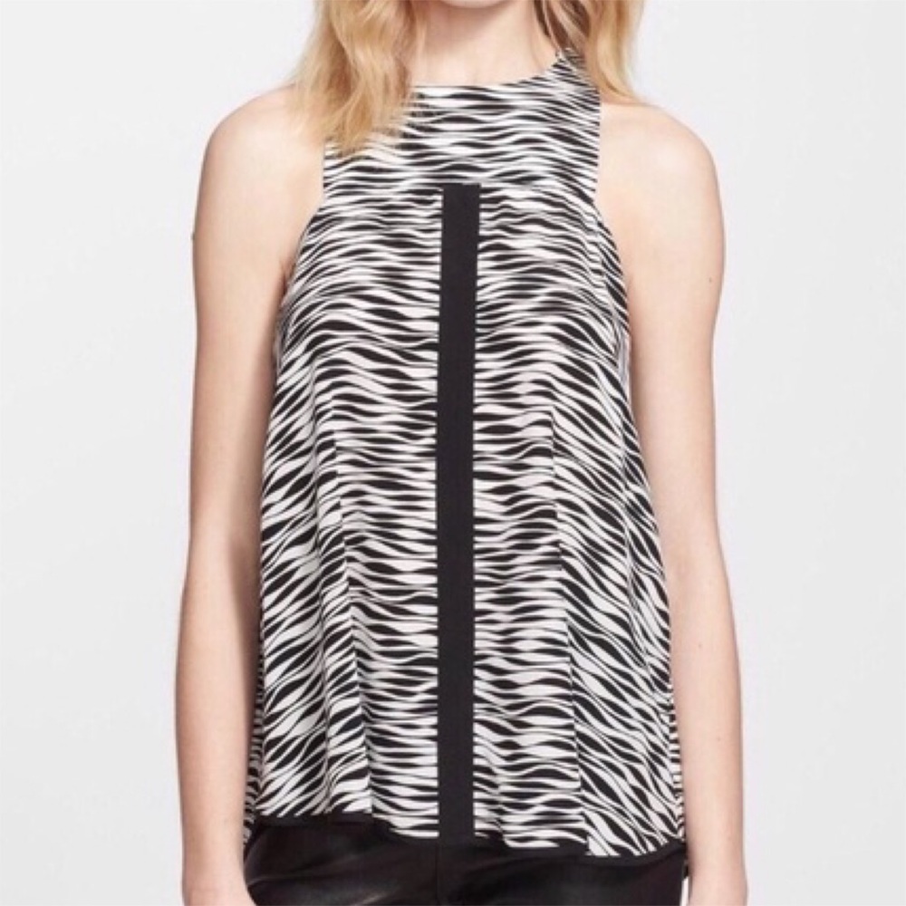 Elizabeth And James Silk Halter Top Striped Small